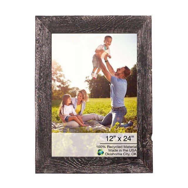 homeroots home decor 386509 12" x 24" Rustic Farmhouse Rustic Black Wood Frame
