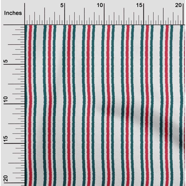 oneOone Cotton Silk Fabric Stripe Block Printed Craft Fabric BTY 42 Inch Wide