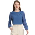 thumbnail image 1 of INSPIRE CHIC Women's Work Office Long Sleeves Keyhole Neck Elegant Blouse Top, 1 of 5