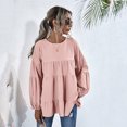 thumbnail image 2 of Babysbule Liquidation Haut d'Été pour Femmes Blouse à Manches Longues Lanterne à Col Rond pour Femmes Hauts, 2 of 8