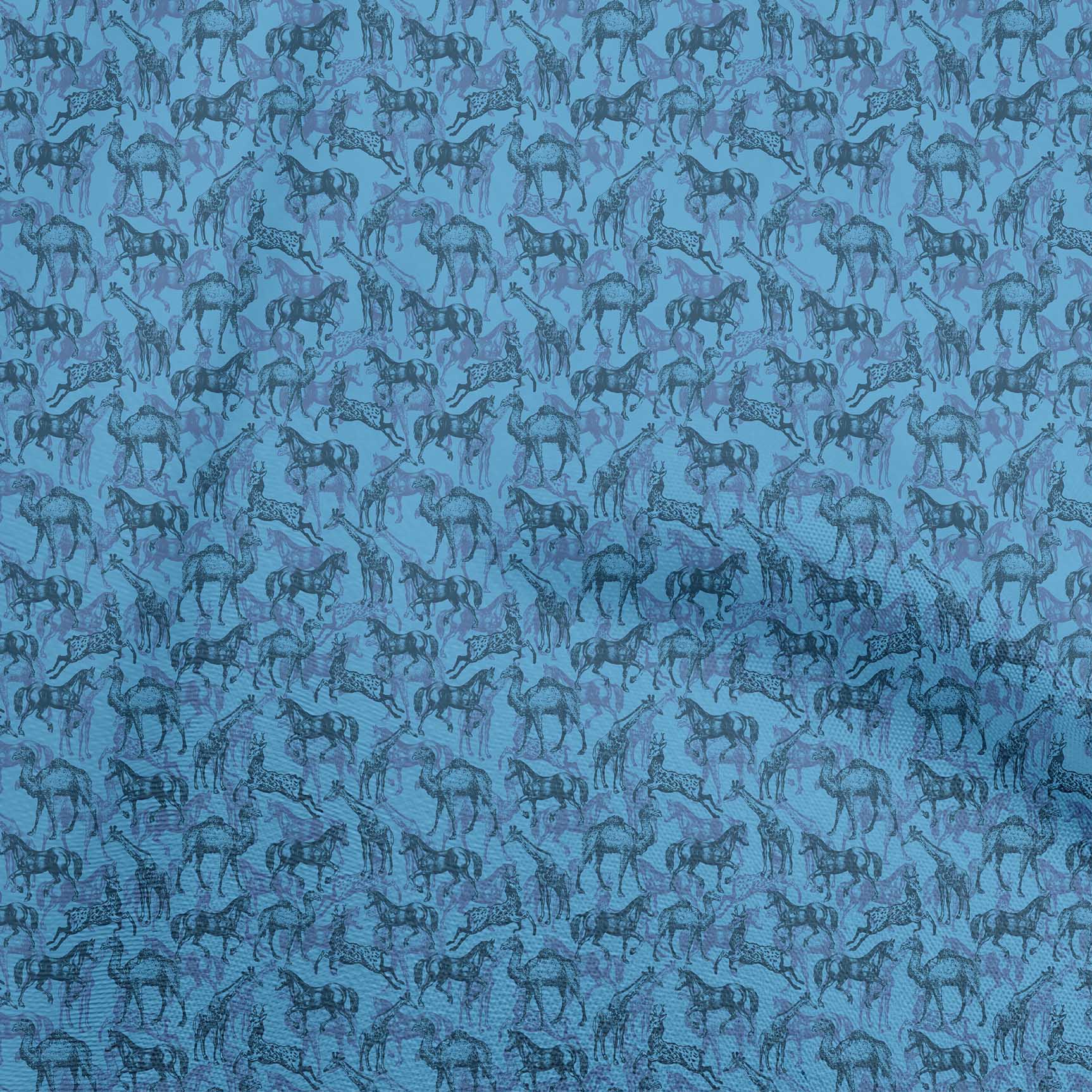 oneOone Rayon Blue Fabric Print Dress Material Fabric Print Fabric By The Yard 56 Inch Wide