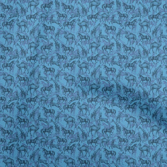 oneOone Tissu en Rayonne Bleu Imprimé Matériel de Robe Tissu Imprimé Tissu au Mètre 56 Pouces de Large