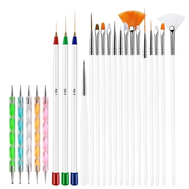 Yeacher 23 Pcs Pinceaux pour Art des Ongles Doublure d'Ongles Peinture Sculpture Pointillés Stylos Acrylique Pinceaux Français pour Ongles Ensemble pour Peinture des Ongles Dessin Bricolage Outil pour Ongles