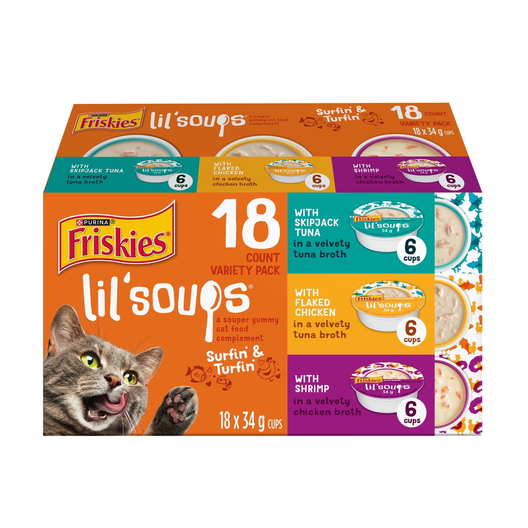 Purina Friskies Surfin’ & Turfin’ Variety pack, Cat Treats 34g x 18