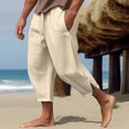 thumbnail image 1 of Mens Pants Mens Casual Solid Cropped Pants Drawstring Waist Side Zipper Athletic Gym With Pocket, 1 of 1