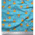 thumbnail image 1 of Soimoi Tissu Popeline de Coton Bleu Imprimé Tranches de Fromage & Rats pour Enfants, Largeur 42 Pouces, 1 of 3