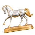 thumbnail image 4 of jifeng Statue de Cheval Européen Figurine Fait Main Simulation Animal Or Résine Chanceuse Argent, 4 of 9