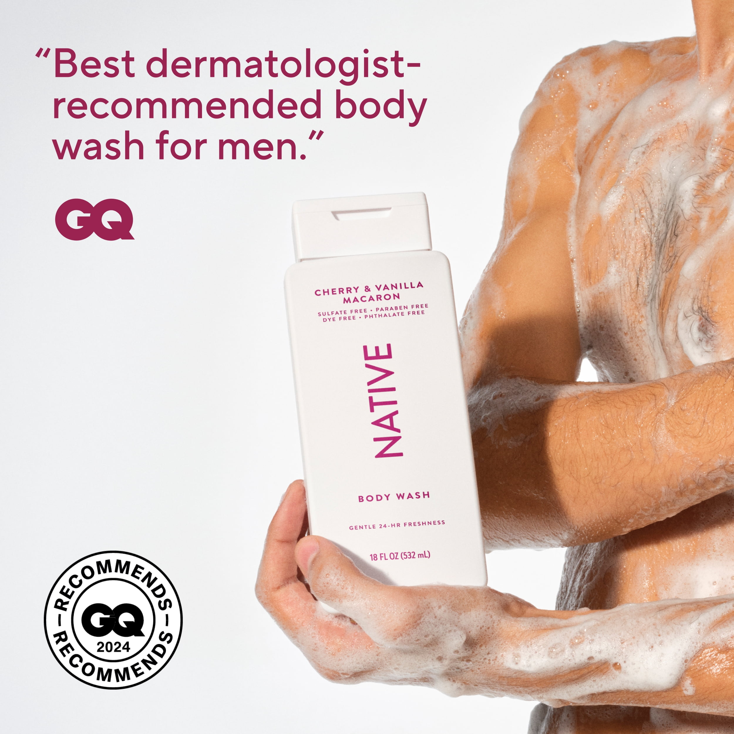 Native Natural Body Wash, Cherry Vanilla & Macaron, Sulfate Free, Paraben Free
