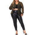 thumbnail image 2 of GRACE & GRANDEUR Plus Size Women's Cardigan Open Front Metallic Sheer Shrug Long Sleeve Lightweight Cardigans Gold 4X, 2 of 5