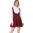 thumbnail image 1 of INSPIRE CHIC Women's Christmas Costume Overall Pinafore Dress Button Decor Flared Suspender Skirt Red XS, 1 of 6