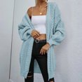 thumbnail image 2 of IROINID Women's Open Front Cardigans Sweater Solid Color Casual Mid-Long Long Sleeve Knitting Cable Sweaters Tops, 2 of 6