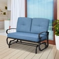 thumbnail image 4 of Patiojoy 2-Person Outdoor Bench Patio Swing Glider Chair with Cushions Rocking Chair Cushioned Sofa Blue, 4 of 9