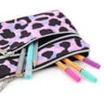 thumbnail image 2 of Pen+Gear Leopard Print Pencil Pouch in Purple with 2 Zip Compartments, 2 of 5