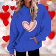 thumbnail image 2 of Penkiiy Sweat à Capuche Imprimé Col Rond pour Femmes, Manches Longues, 3TG Bleu, 2 of 5