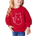 thumbnail image 1 of RXIRUCGD Chandails Molletonnés pour Petites et Grandes Filles, Chandail de Base en Molleton, Chandail à Capuchon Mignon Imprimé Chat, Col Rond, Manches Longues, Chandails, Hauts à Enfiler, Vêtements d'Automne et d'Hiver, Chandail Rouge-B pour Filles Taille 7-8 Ans, 1 of 3