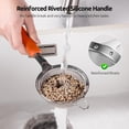 thumbnail image 4 of U-Taste Small Fine Mesh Strainer: 18/8 Stainless Steel 3.35in 30 Mesh Kitchen Food Sieve with Sturdy Riveted Silicone Handle, Heavy Duty Deep Handheld Metal Colander for Tea, Juice (Orange), 4 of 9