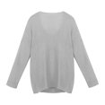 thumbnail image 3 of Hauts de Mode pour Femmes Mode pour Femmes Col en V Ample Chandail Uni Manches Longues Hauts, 3 of 8
