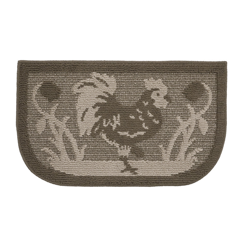 Décor Luxe Antidérapant Dos en Caoutchouc Sécurité Ultra Absorbant l'Eau Doux Durable Tissé Moelleux Tapis de Couloir Sol Intérieur Cuisine; Design Coq Brun Ensemble 2 Pcs