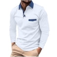 thumbnail image 1 of AherBiu Golf Shirts for Men Long Sleeve Lapel Collar Regular Fitted Athletic Shirt Fall Fashion Button Tees Tops, 1 of 5