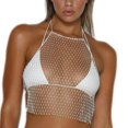 thumbnail image 1 of MesaSe Women Mesh See through Rhinestone Fishnet Mini Skirts Beach Wrap Cover Up for Swimwear, 1 of 9