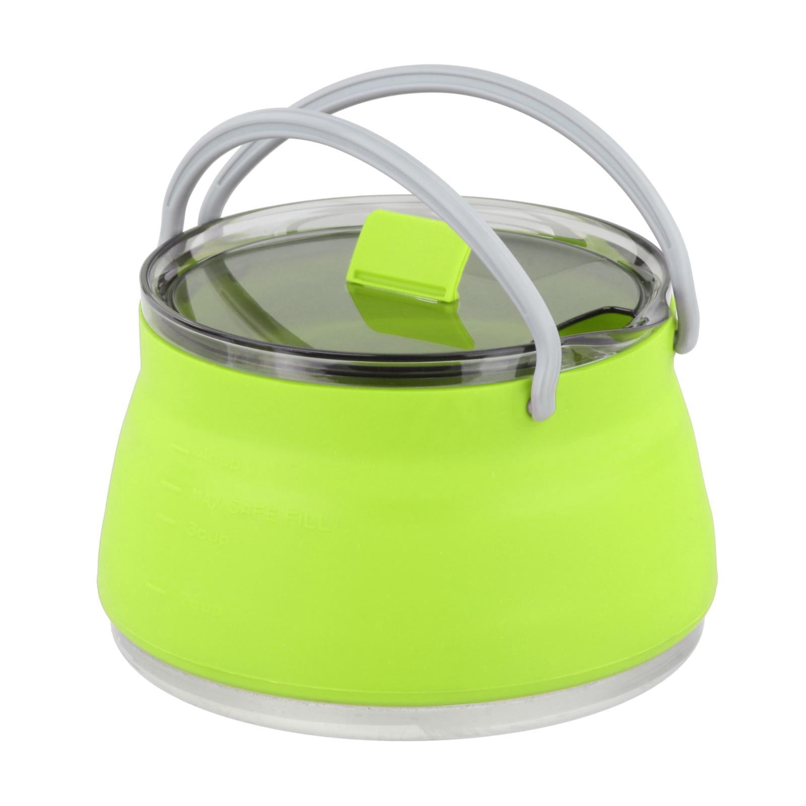 S SERENABLE Collapsible Folding Silicone Cooking Pot Gas Stove Cooker Kitchen Camping Green