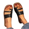 thumbnail image 4 of Womens Slide Sandals Flat Toe Ring Square Toe Soft Sole Non Slip Casual Beach Sandals Black, 4 of 6