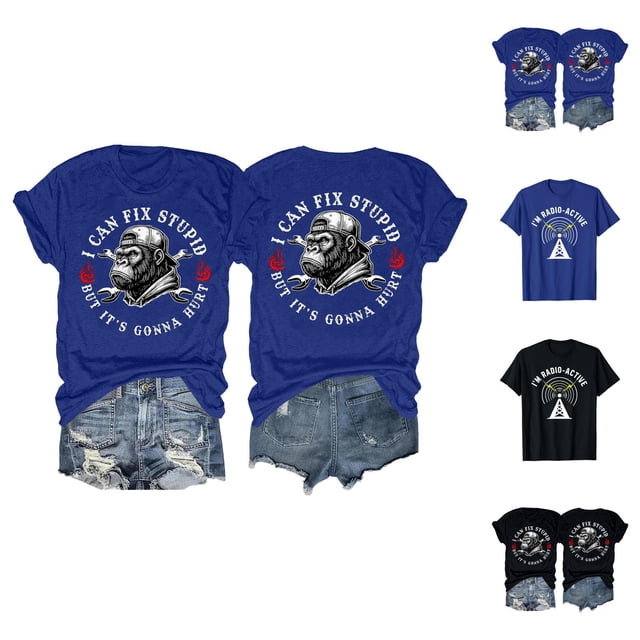 T-shirts pour Femmes I'm Radio-Active 2026 Été Décontracté Manches Courtes Col Rond Ham Operator Radio Amateur T-Shirts Graphiques
