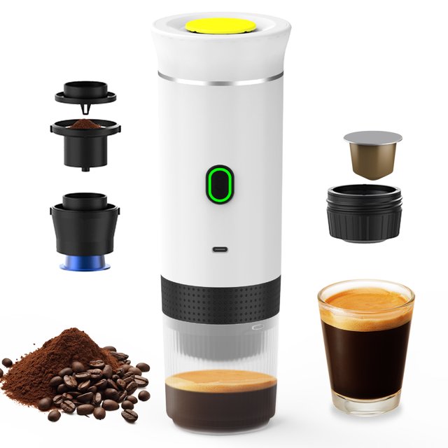 Maker Portable Coffee Machine for Car Home Travel 3 in 1 Cordless Electric Coffee Maker Work With Capsule and Ground Coffee 15Bar Mini Cold Brew and Heating Coffee Maker with 120ml