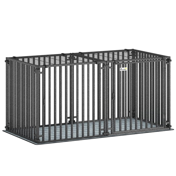 PawHut 55 Inch Heavy Duty Dog Crate, Extra Large Dog Cage Kennel with Mat