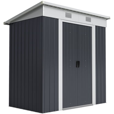 Outsunny 6' x 4' Metal Outdoor Storage Shed w/ Sliding Doors Charcoal Grey