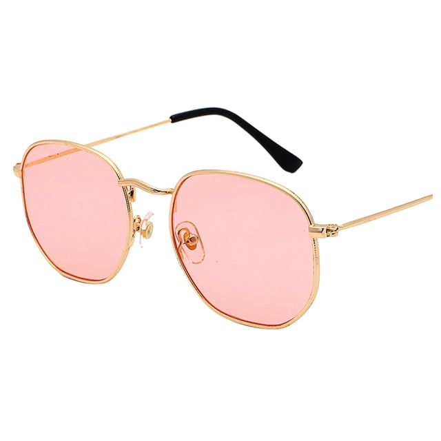 relayinert Fashionable Polarized Lens Small Square For Trendy Style Materials gold sea pink C10 1Set