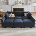 thumbnail image 1 of HONBAY Modular Sectional Sofa Bed Sleeper Couch with Storage, Inflatable, Velvet, Dark Blue, 1 of 8
