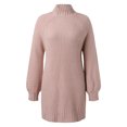 thumbnail image 4 of Kcodviy Automne Hiver Robe à Manches Longues Fendue pour Femmes Col Roulé Couleur Unie Décontractée Robe pour Femmes Taille Petite Robe Chandail Chandail pour Dames Petites Robes Chandail pour Femmes Robe, 4 of 5