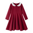 thumbnail image 1 of Dresses For Girls Spring Summer Print Ruffle Long Sleeve Solid Casual Girls Dress Red 2-3 Years, 1 of 4