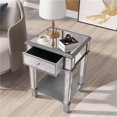 thumbnail image 2 of Wisfor Table d'Appoint Miroir Argenté de Luxe à 2 Niveaux avec Tiroir, Table de Chevet de Canapé, 2 of 8