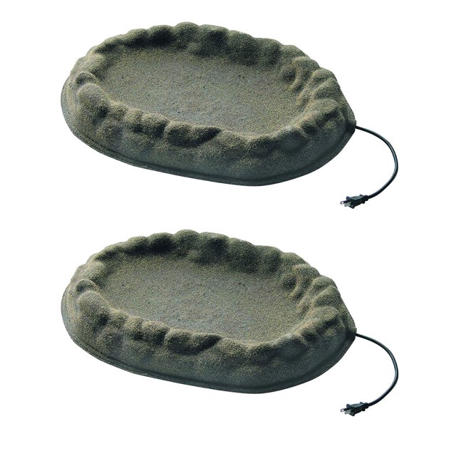 Farm Innovators Bain d'Oiseaux Chauffant Extérieur 4 Saisons Enduit de Sable (Lot de 2)