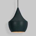 thumbnail image 1 of Heavenly Collections | Suspension Larme Moderne - Plafonnier Suspendu Noir Mat Style Mid-Century - Lustre Goutte Contemporain avec Intérieur en Feuille d'Or Martelée, 1 of 13
