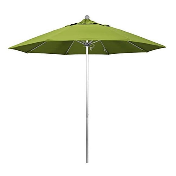 California Umbrella ALTO908002-5429 9 ft. Round Aluminum & Fiberglass Silver Pole - Sunbrella Macaw Umbrella