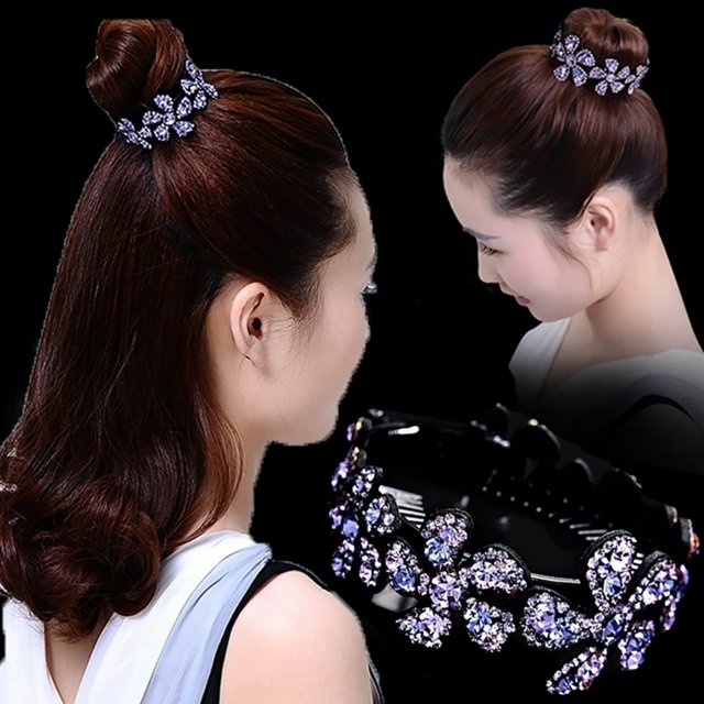 Femmes Floral Bling Strass Chignon Épingle à Cheveux Twist Cheveux Clip Accessoire de Coiffure