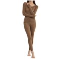 thumbnail image 1 of Women's Crewneck Long Thin Thermal Underwear Top & Bottom Set, 1 of 6