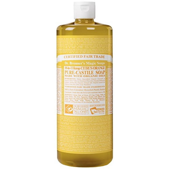 Dr Bronners Magic Soaps 18-In-1 Hemp citrus Orange Pure castille Soap 32-Ounce Bottles