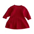 thumbnail image 1 of Zwiiyzr 2025 Robe Tricotée pour Bébé Fille Robe Chandail à Manches Longues Tout-Petit Couleur Unie Tenues d'Automne Hiver 6M-6Y Rouge Melon D\'eau, 1 of 3