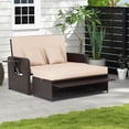 thumbnail image 1 of Costway Patio Rattan Daybed Lounge Retractable Top Canopy Side Tables Cushions Beige, 1 of 10