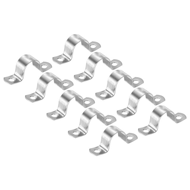 Unique Bargains 25mm Rigid Pipe Strap Clamp, 10 Pcs 304 Stainless Steel Two Hole U-shape Tube Clip