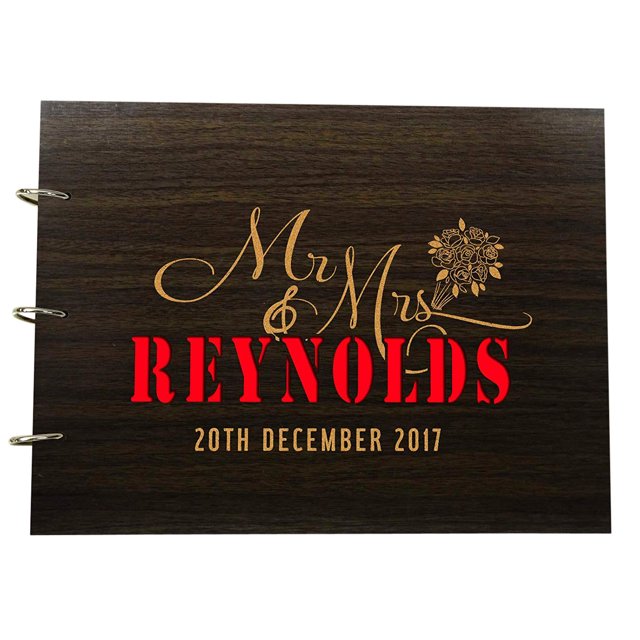 Mr And Mrs Personalized Name And Date Wedding Guest Book Wooden Photo Albums Memory Guestbook