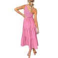thumbnail image 1 of Robe Longue Femme Décontractée Plissée Midi Fête Danse Plage Vacances Bureau Mode Été Rose m, 1 of 6