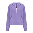 thumbnail image 4 of Half Zip Sweatshirt Women Plus Size Fleece Cropped Hoodies Pullover Fall Winter Warm Tops, 4 of 6
