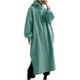 thumbnail image 1 of Pompotops Mode Femmes Automne Col Rond Uni Ample à Capuche Confortable Robe à Manches Longues, 1 of 6
