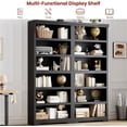 thumbnail image 3 of Tall Farmhouse Bookshelf - 6 Tier Black Embossed Bookcase with Adjustable Shelves, Anti-Tip Floor Standing Storage for Home Office, Living Room, Study, Library, Balcony, 6 Layers, W800, 3 of 6