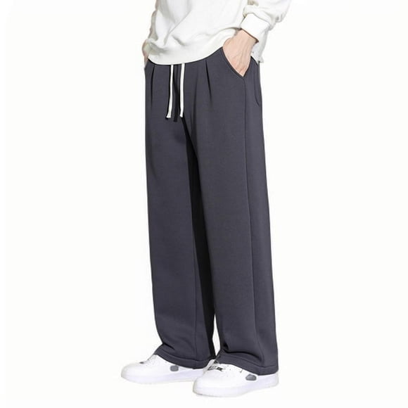 cfhntfmh Mens Sweatpants Loose Elastic Waisted Baggy Straight Leg Casual Pants Open Bottom Lounge Pants with Pockets